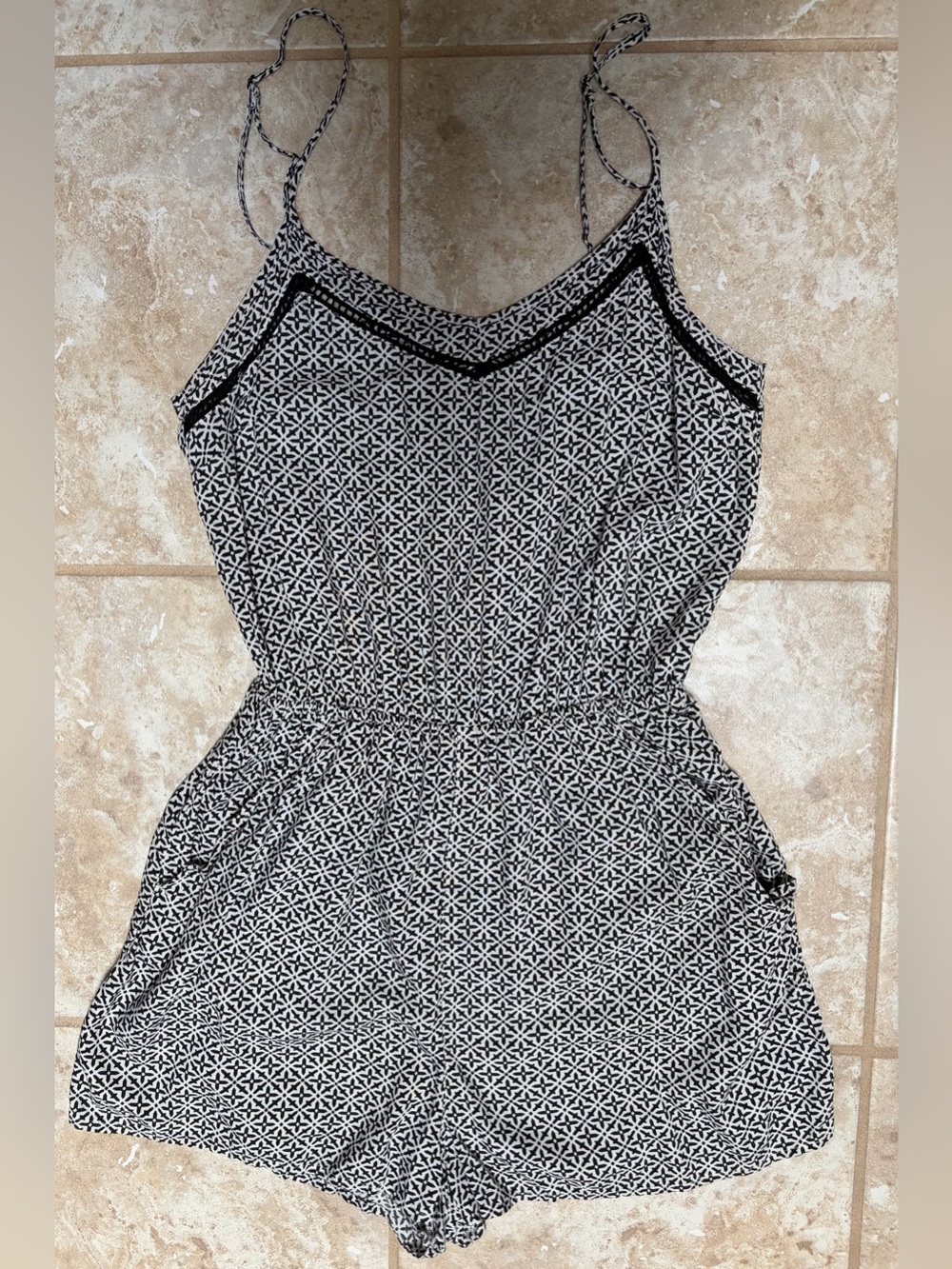 H&M Divided Black and White Geometric Romper